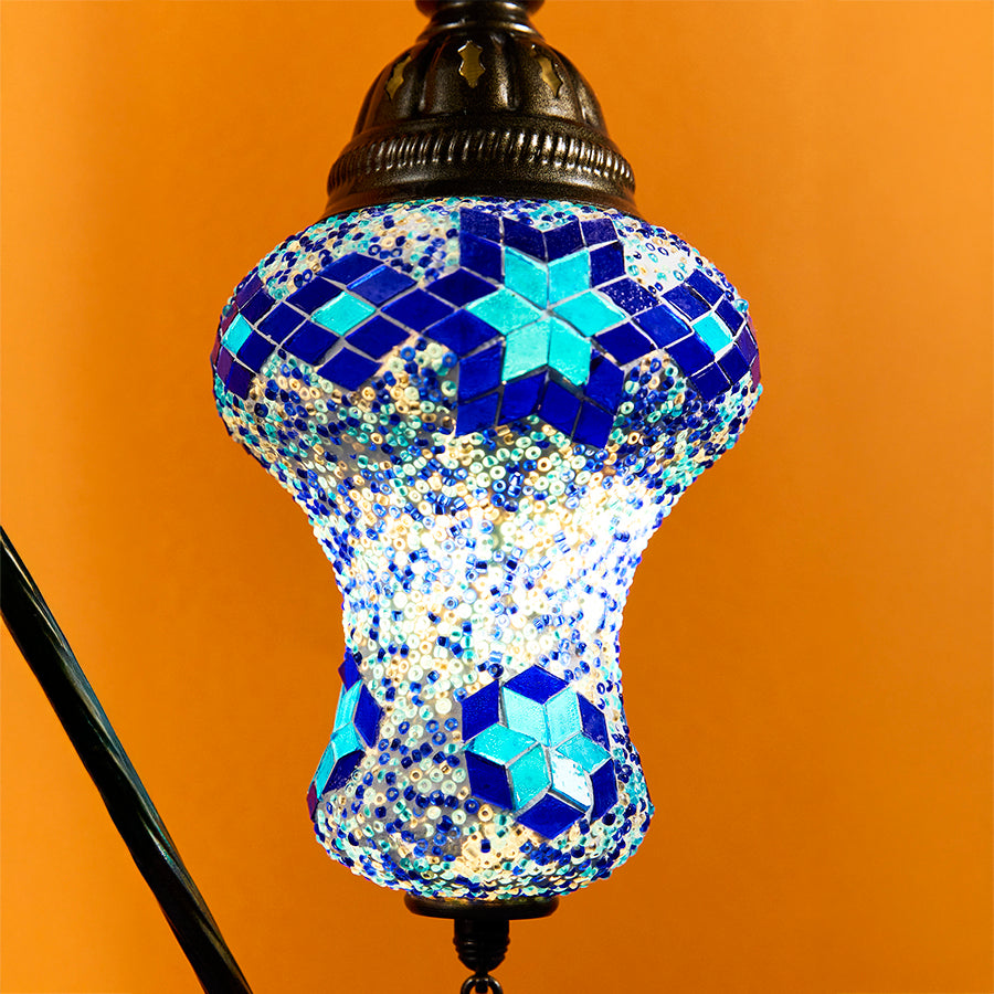 Mosaic Swan Neck Table lamp - lantern style