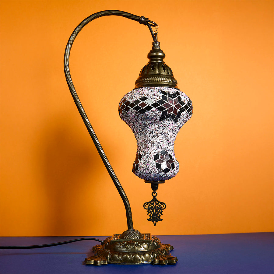 Mosaic Swan Neck Table lamp - lantern style