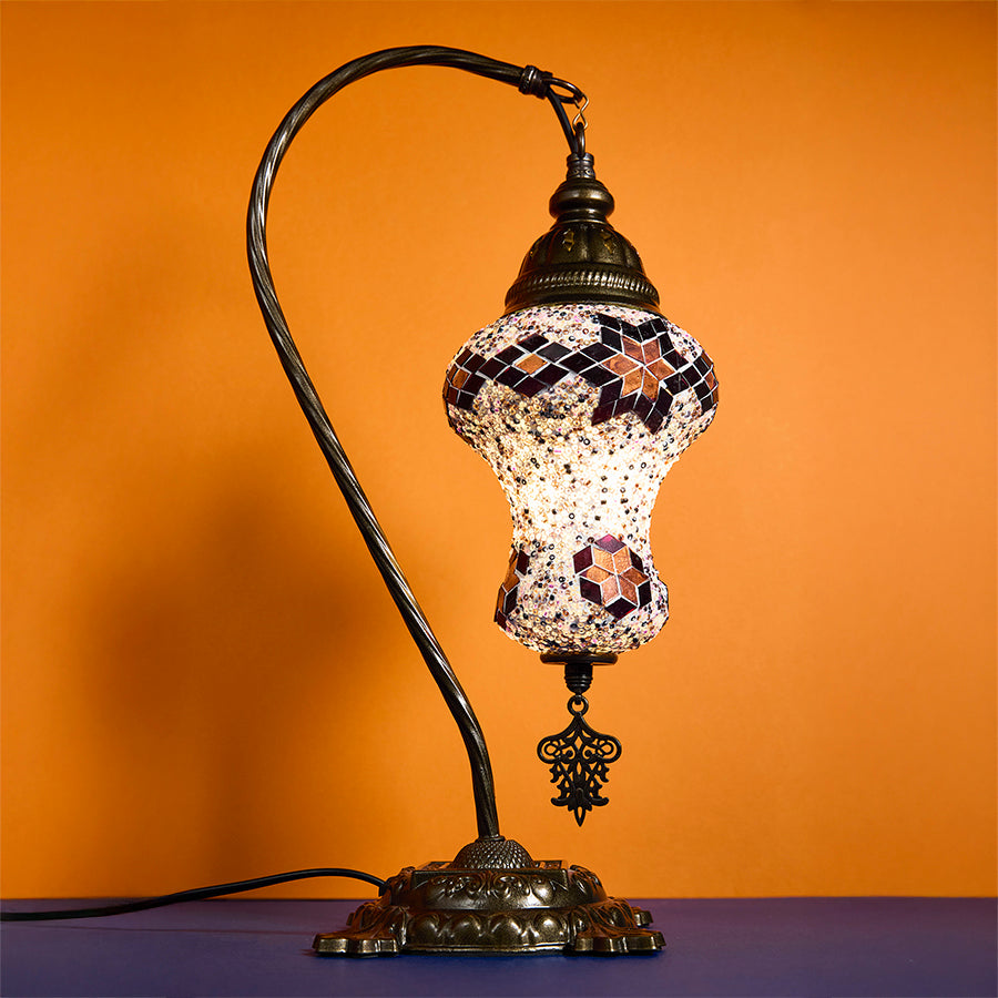 Mosaic Swan Neck Table lamp - lantern style