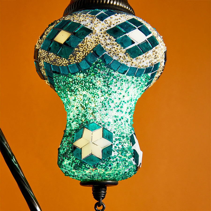 Mosaic Swan Neck Table lamp - lantern style