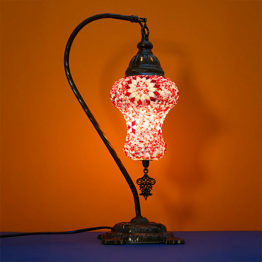 Mosaic Swan Neck Table lamp - lantern style