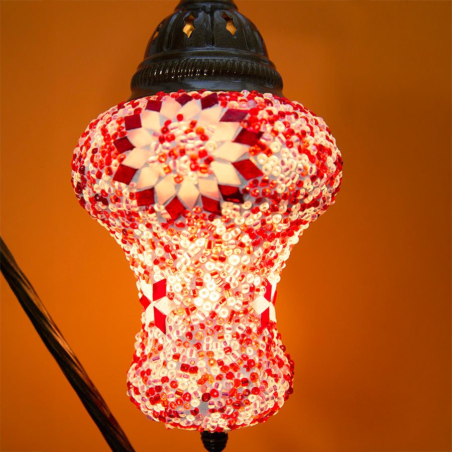 Mosaic Swan Neck Table lamp - lantern style