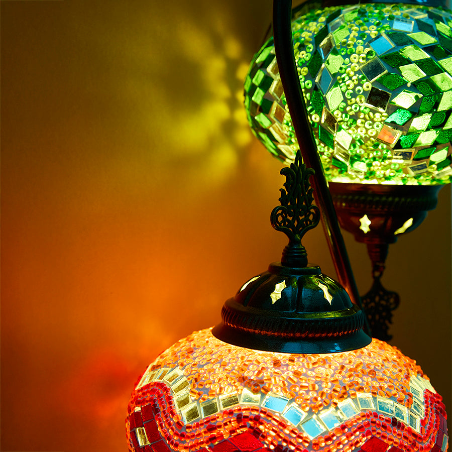 Mosaic Light with 2 Glass Globes